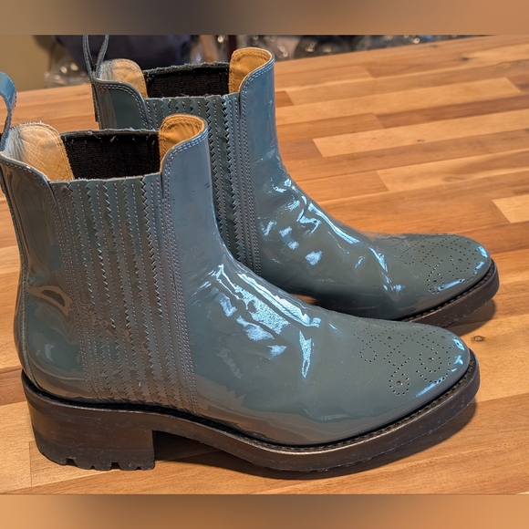 Angela Scott Teal Patent Leather Miss Kate Boots, EU39 EUC - Picture 5 of 10